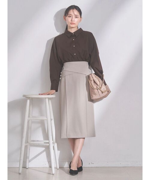 TONAL(トーナル)の「クロスパールタイトスカート(スカート・レディース・ベージュ/ネイビー/ブラウン・SMALL/MEDIUM)」の8枚目の写真