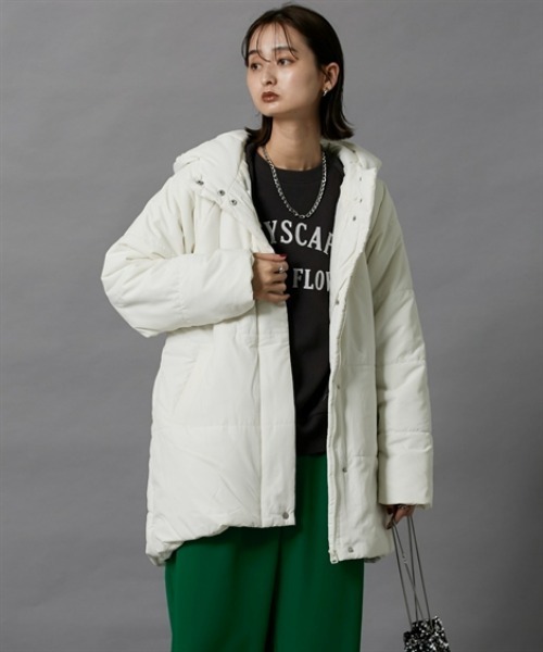 nissen（ニッセン）の「フード付中綿コート（ダウンジャケット/コート・レディース・ブラウン/ブラック/アイボリー・M/L）」の2枚目の写真