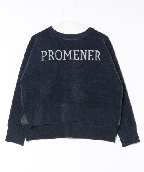 STRAWBERRY-FIELDS（ストロベリーフィールズ）の「ベロアライクモール_ベロアライクロゴミット（ニット/セーター・レディース・ライトグレー/ネイビー/イエロー・2）」の13枚目の写真