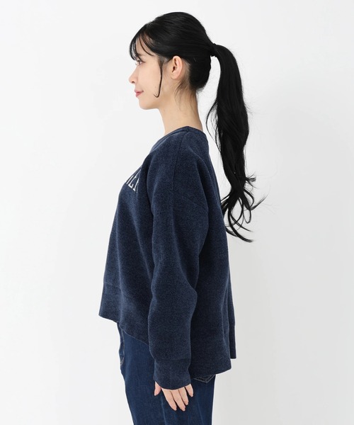 STRAWBERRY-FIELDS（ストロベリーフィールズ）の「ベロアライクモール_ベロアライクロゴミット（ニット/セーター・レディース・ライトグレー/ネイビー/イエロー・2）」の5枚目の写真