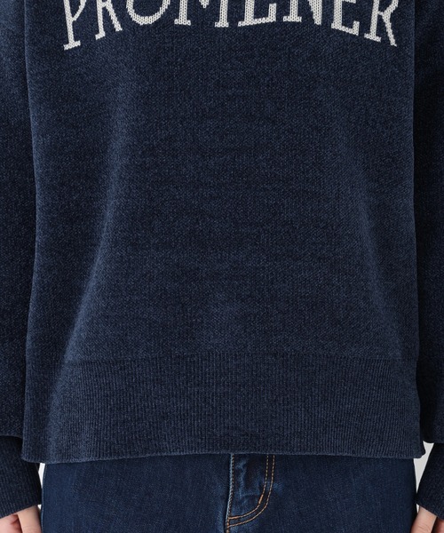 STRAWBERRY-FIELDS（ストロベリーフィールズ）の「ベロアライクモール_ベロアライクロゴミット（ニット/セーター・レディース・ライトグレー/ネイビー/イエロー・2）」の10枚目の写真