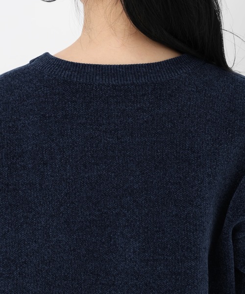 STRAWBERRY-FIELDS（ストロベリーフィールズ）の「ベロアライクモール_ベロアライクロゴミット（ニット/セーター・レディース・ライトグレー/ネイビー/イエロー・2）」の8枚目の写真