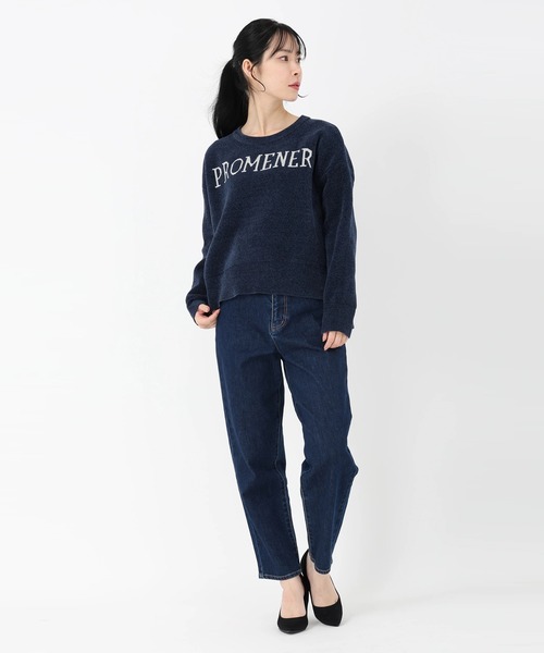 STRAWBERRY-FIELDS（ストロベリーフィールズ）の「ベロアライクモール_ベロアライクロゴミット（ニット/セーター・レディース・ライトグレー/ネイビー/イエロー・2）」の12枚目の写真