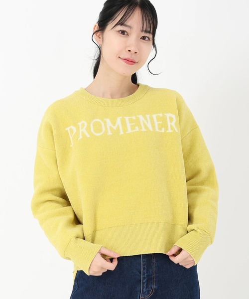 STRAWBERRY-FIELDS（ストロベリーフィールズ）の「ベロアライクモール_ベロアライクロゴミット（ニット/セーター・レディース・ライトグレー/ネイビー/イエロー・2）」の20枚目の写真