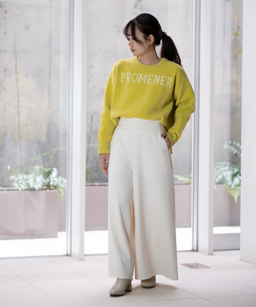 STRAWBERRY-FIELDS（ストロベリーフィールズ）の「ベロアライクモール_ベロアライクロゴミット（ニット/セーター・レディース・ライトグレー/ネイビー/イエロー・2）」の17枚目の写真