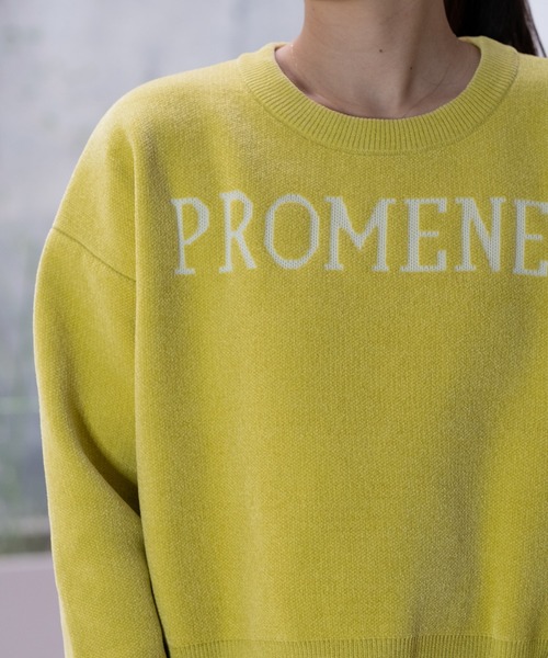 STRAWBERRY-FIELDS（ストロベリーフィールズ）の「ベロアライクモール_ベロアライクロゴミット（ニット/セーター・レディース・ライトグレー/ネイビー/イエロー・2）」の19枚目の写真