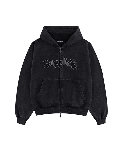 SUPPLIER(サプライヤー)の「ジップフーディ|Splash Rhinestone Iron Logo Zip Hoodie|SUPPLIER(パーカー・メンズ・ブラック/ネイビー・SMALL/MEDIUM/LARGE/X-LARGE/XX-LARGE)」の2枚目の写真
