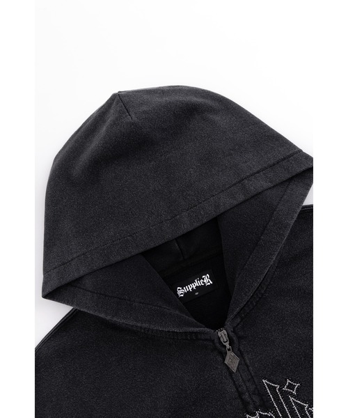 SUPPLIER(サプライヤー)の「ジップフーディ|Splash Rhinestone Iron Logo Zip Hoodie|SUPPLIER(パーカー・メンズ・ブラック/ネイビー・SMALL/MEDIUM/LARGE/X-LARGE/XX-LARGE)」の5枚目の写真