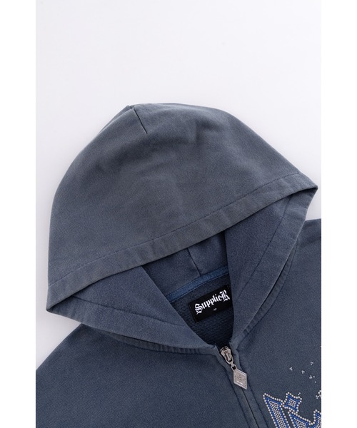 SUPPLIER(サプライヤー)の「ジップフーディ|Splash Rhinestone Iron Logo Zip Hoodie|SUPPLIER(パーカー・メンズ・ブラック/ネイビー・SMALL/MEDIUM/LARGE/X-LARGE/XX-LARGE)」の12枚目の写真