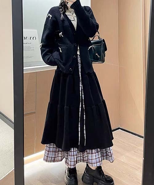 gossip!ロサンゼルス(ゴシップロサンゼルス)の「Y2K レイヤリングデザイン フリルスカート ティアードスカート(スカート・レディース・ブラック/ブラウン/グレー・FREE)」の4枚目の写真
