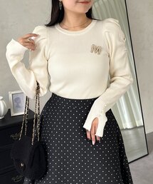 prose verse | 袖パールパフスリーブリブニット(ニット/セーター)