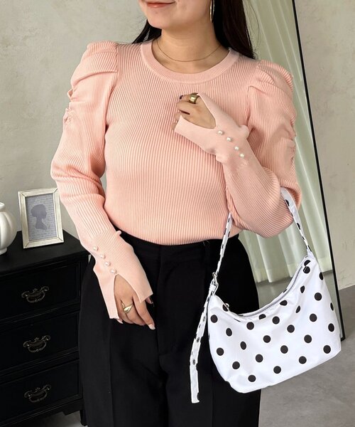 prose verse(プロズヴェール)の「袖パールパフスリーブリブニット(ニット/セーター・レディース・ブラック/ピンク/ホワイト系その他/オフホワイト・LARGE/MEDIUM)」の4枚目の写真