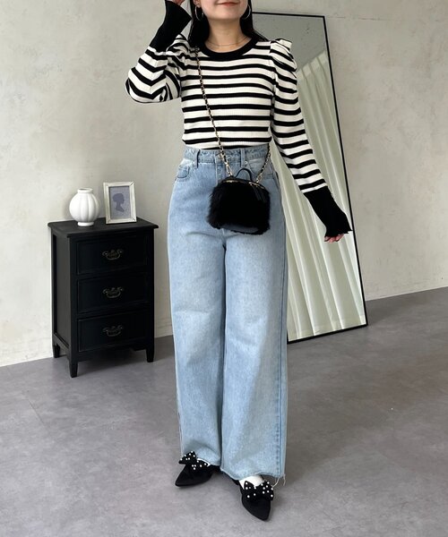 prose verse(プロズヴェール)の「袖パールパフスリーブリブニット(ニット/セーター・レディース・ブラック/ピンク/ホワイト系その他/オフホワイト・LARGE/MEDIUM)」の7枚目の写真