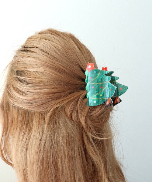 X'mas】クリスマスツリーバンス（バレッタ/ヘアクリップ）｜Three Four