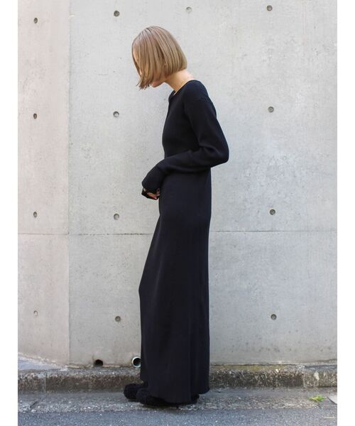 Ungrid（アングリッド）の「ヘンリーネックニットワンピース（ワンピース・レディース・ブラック/オレンジ/ライトグレー・FREE）」の5枚目の写真