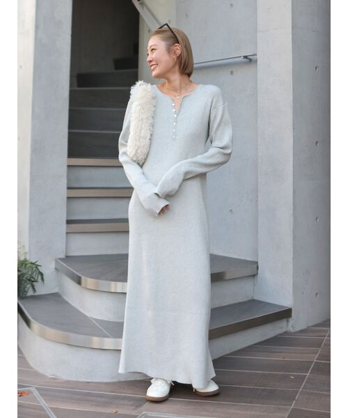 Ungrid（アングリッド）の「ヘンリーネックニットワンピース（ワンピース・レディース・ブラック/オレンジ/ライトグレー・FREE）」の15枚目の写真