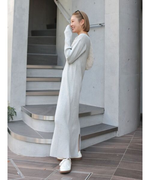 Ungrid（アングリッド）の「ヘンリーネックニットワンピース（ワンピース・レディース・ブラック/オレンジ/ライトグレー・FREE）」の16枚目の写真