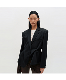 DOZI - PINCHED OVERSIZE TAILORED JACKET _ BLACK