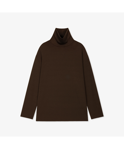 Restod semi‑overbuffer fit turtleneck knit — коричневый