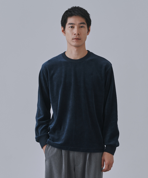 B.C STOCK（ベーセーストック）の「HEAT LAYER ベロア クルーロングスリーブTシャツ（Tシャツ/カットソー・メンズ・ブラック系その他/ホワイト/ネイビー/チョコ・LARGE/MEDIUM）」の4枚目の写真