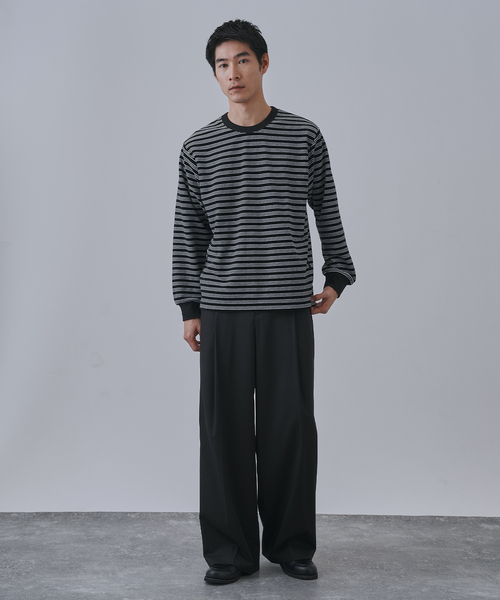 B.C STOCK（ベーセーストック）の「HEAT LAYER ベロア クルーロングスリーブTシャツ（Tシャツ/カットソー・メンズ・ブラック系その他/ホワイト/ネイビー/チョコ・LARGE/MEDIUM）」の5枚目の写真