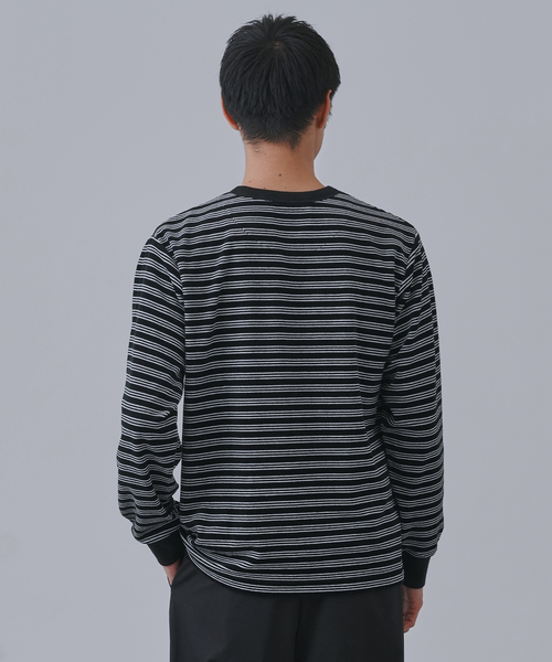 B.C STOCK（ベーセーストック）の「HEAT LAYER ベロア クルーロングスリーブTシャツ（Tシャツ/カットソー・メンズ・ブラック系その他/ホワイト/ネイビー/チョコ・LARGE/MEDIUM）」の8枚目の写真