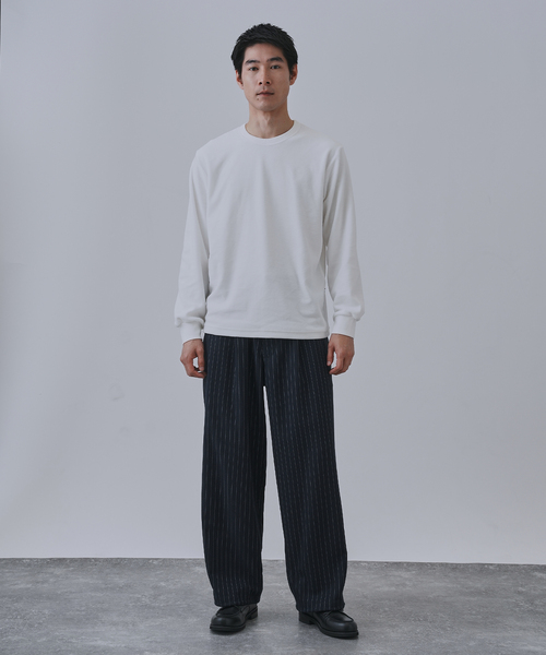 B.C STOCK（ベーセーストック）の「HEAT LAYER ベロア クルーロングスリーブTシャツ（Tシャツ/カットソー・メンズ・ブラック系その他/ホワイト/ネイビー/チョコ・LARGE/MEDIUM）」の9枚目の写真