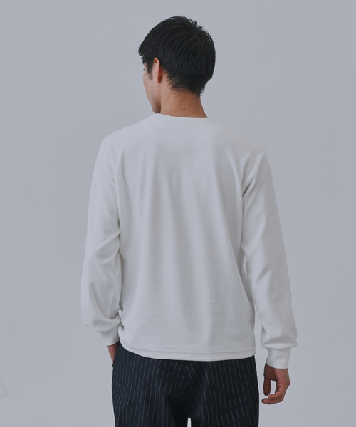 B.C STOCK（ベーセーストック）の「HEAT LAYER ベロア クルーロングスリーブTシャツ（Tシャツ/カットソー・メンズ・ブラック系その他/ホワイト/ネイビー/チョコ・LARGE/MEDIUM）」の12枚目の写真