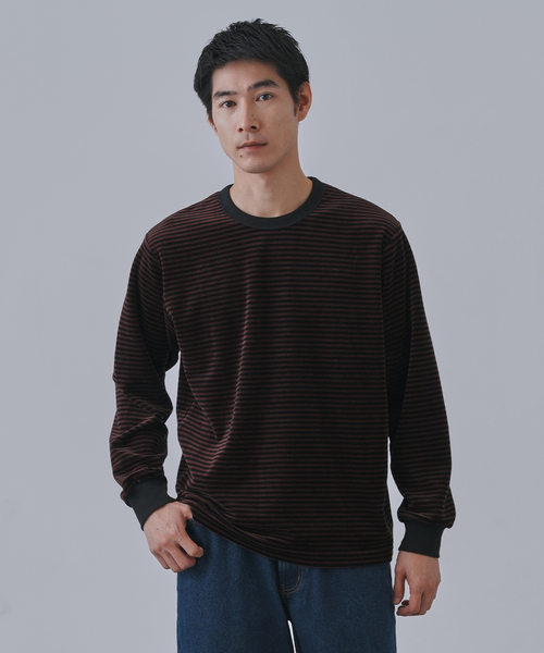 B.C STOCK（ベーセーストック）の「HEAT LAYER ベロア クルーロングスリーブTシャツ（Tシャツ/カットソー・メンズ・ブラック系その他/ホワイト/ネイビー/チョコ・LARGE/MEDIUM）」の14枚目の写真