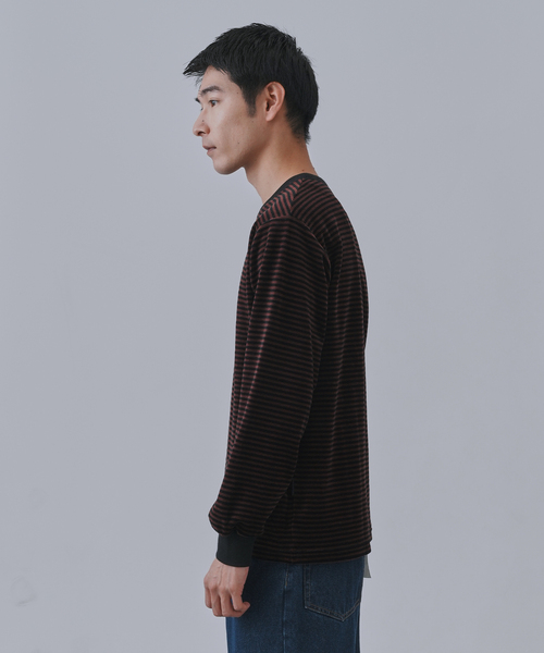 B.C STOCK（ベーセーストック）の「HEAT LAYER ベロア クルーロングスリーブTシャツ（Tシャツ/カットソー・メンズ・ブラック系その他/ホワイト/ネイビー/チョコ・LARGE/MEDIUM）」の15枚目の写真