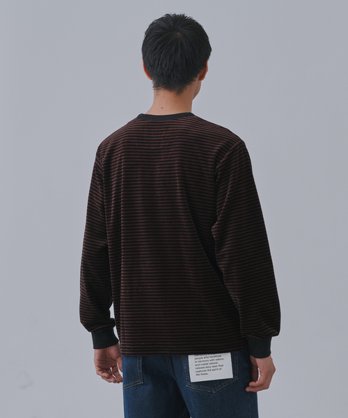 B.C STOCK（ベーセーストック）の「HEAT LAYER ベロア クルーロングスリーブTシャツ（Tシャツ/カットソー・メンズ・ブラック系その他/ホワイト/ネイビー/チョコ・LARGE/MEDIUM）」の16枚目の写真