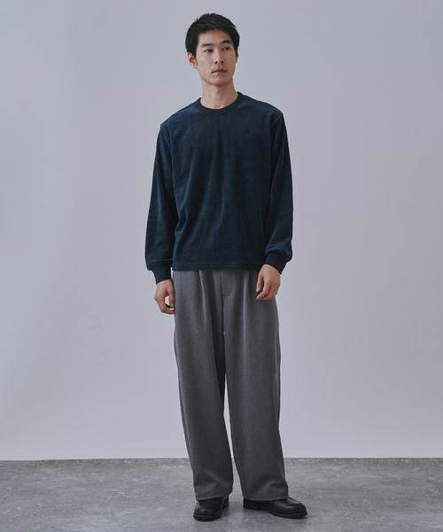 B.C STOCK（ベーセーストック）の「HEAT LAYER ベロア クルーロングスリーブTシャツ（Tシャツ/カットソー・メンズ・ブラック系その他/ホワイト/ネイビー/チョコ・LARGE/MEDIUM）」の17枚目の写真