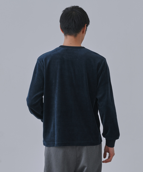 B.C STOCK（ベーセーストック）の「HEAT LAYER ベロア クルーロングスリーブTシャツ（Tシャツ/カットソー・メンズ・ブラック系その他/ホワイト/ネイビー/チョコ・LARGE/MEDIUM）」の20枚目の写真