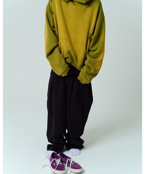 ADAMPATEK/アダムパテック】aged green damage pullover hoodie 