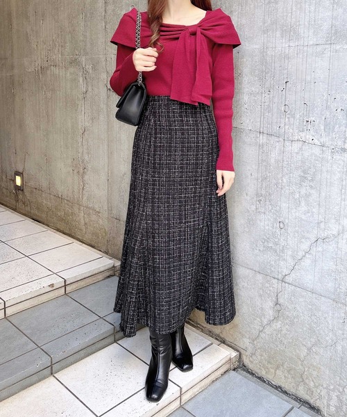 INGNI(イング)の「2wayオフショルニット(ニット/セーター・レディース・ブラック/オフホワイト/チャコールグレー/ボルドー・M)」の21枚目の写真