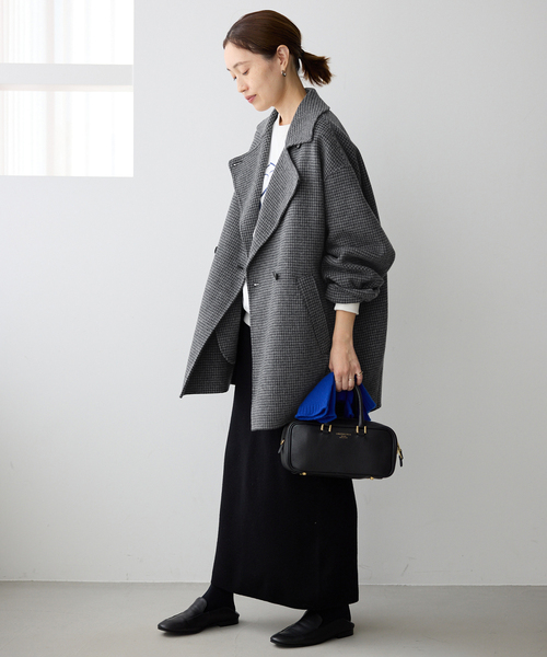 追加》souple wool ダブルフェイスミドルコート（ピーコート）｜SLOBE