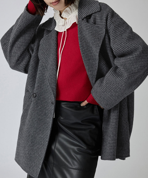 追加》souple wool ダブルフェイスミドルコート（ピーコート）｜SLOBE