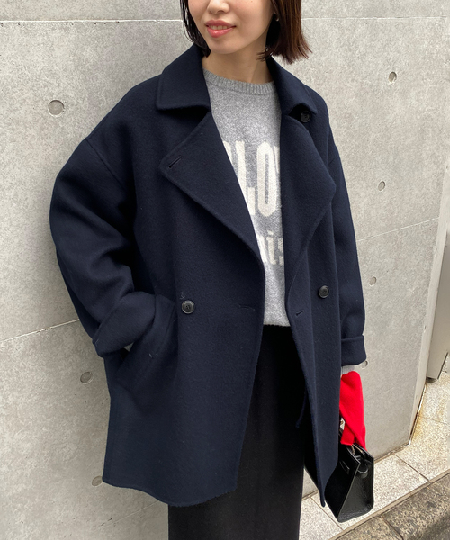 美品【SLOBE IENA】今季ダブルフェイスミドルコート souple wool ダブルフェイスミドルコート（ピーコート）｜SLOBE IENA