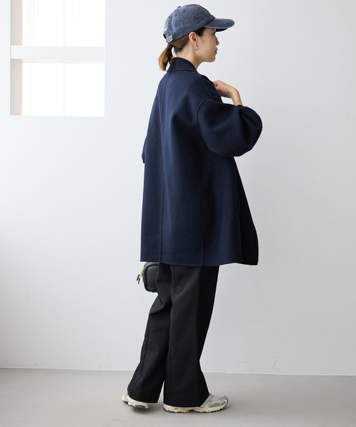 SLOBE IENA（スローブイエナ）の「《追加》souple wool ダブルフェイスミドルコート（ピーコート・レディース・キャメル/ネイビー・FREE）」の6枚目の写真