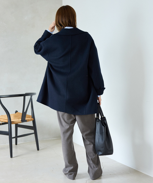 SLOBE IENA（スローブイエナ）の「《追加》souple wool ダブルフェイスミドルコート（ピーコート・レディース・キャメル/ネイビー・FREE）」の10枚目の写真