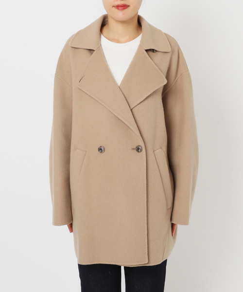 追加》souple wool ダブルフェイスミドルコート（ピーコート）｜SLOBE