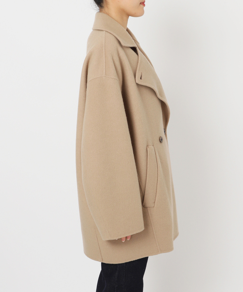 SLOBE IENA（スローブイエナ）の「《追加》souple wool ダブルフェイスミドルコート（ピーコート・レディース・キャメル/ネイビー・FREE）」の20枚目の写真