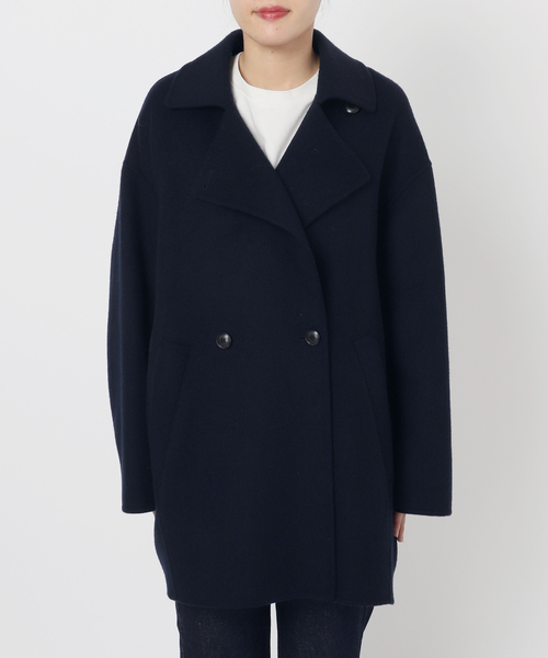 追加》souple wool ダブルフェイスミドルコート（ピーコート）｜SLOBE