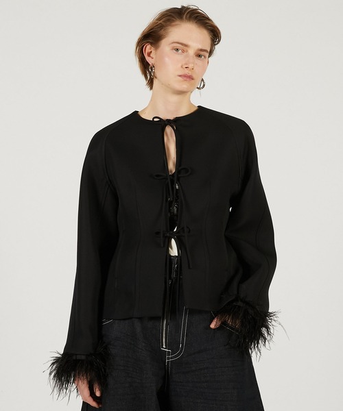 PRANK PROJECT（プランクプロジェクト）の「フェザートリムジャケット / Feather Trim Jacket（その他アウター・レディース・グレー/ブラック・FREE）」の2枚目の写真