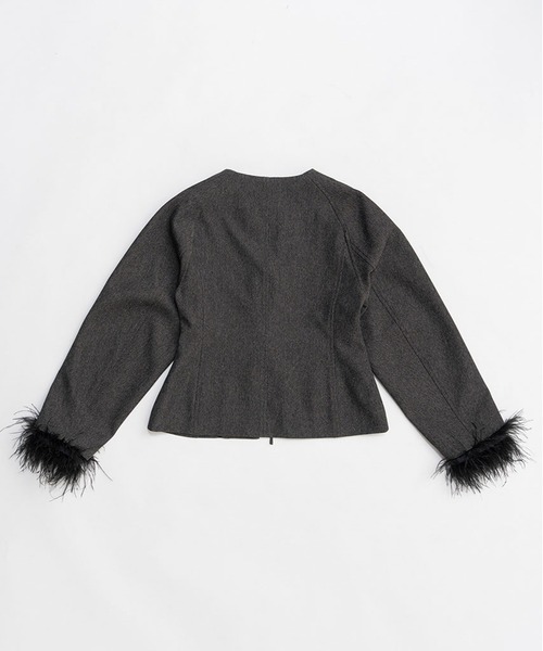PRANK PROJECT（プランクプロジェクト）の「フェザートリムジャケット / Feather Trim Jacket（その他アウター・レディース・グレー/ブラック・FREE）」の3枚目の写真