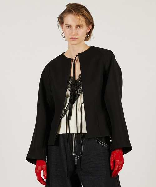 PRANK PROJECT（プランクプロジェクト）の「フェザートリムジャケット / Feather Trim Jacket（その他アウター・レディース・グレー/ブラック・FREE）」の7枚目の写真