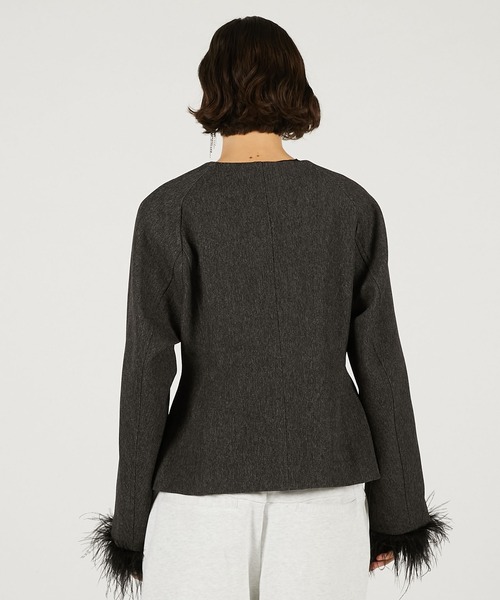 PRANK PROJECT（プランクプロジェクト）の「フェザートリムジャケット / Feather Trim Jacket（その他アウター・レディース・グレー/ブラック・FREE）」の14枚目の写真