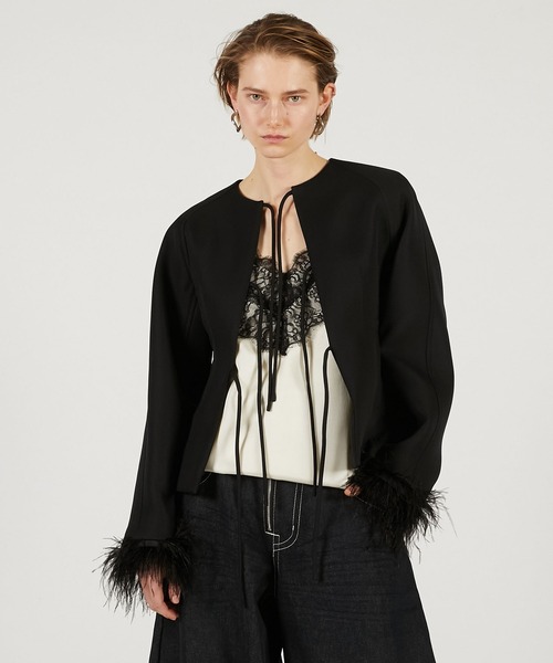 PRANK PROJECT（プランクプロジェクト）の「フェザートリムジャケット / Feather Trim Jacket（その他アウター・レディース・グレー/ブラック・FREE）」の17枚目の写真