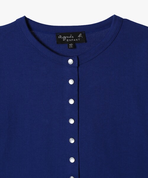 agnes b.（アニエスベー）の「キッズ コットン 長袖 カーディガンプレッション（カーディガン/ボレロ・キッズ・ブルー・8YEAR/4YEAR/10YEAR/12YEAR/6YEAR）」の4枚目の写真