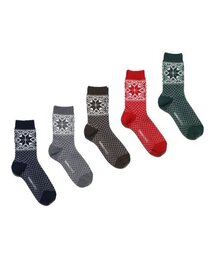 YARNWORKS（ヤーンワークス）の「WORK15 Snowflake pattern jacquard socks color pack - 5 colors（ソックス/靴下）」